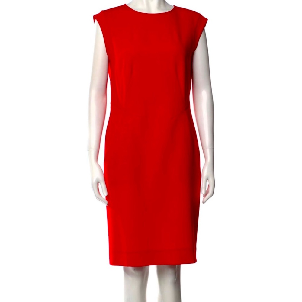 Lafayette 148 Stunning Red Wool Knee Length Shift Dress Preowned Great Condition